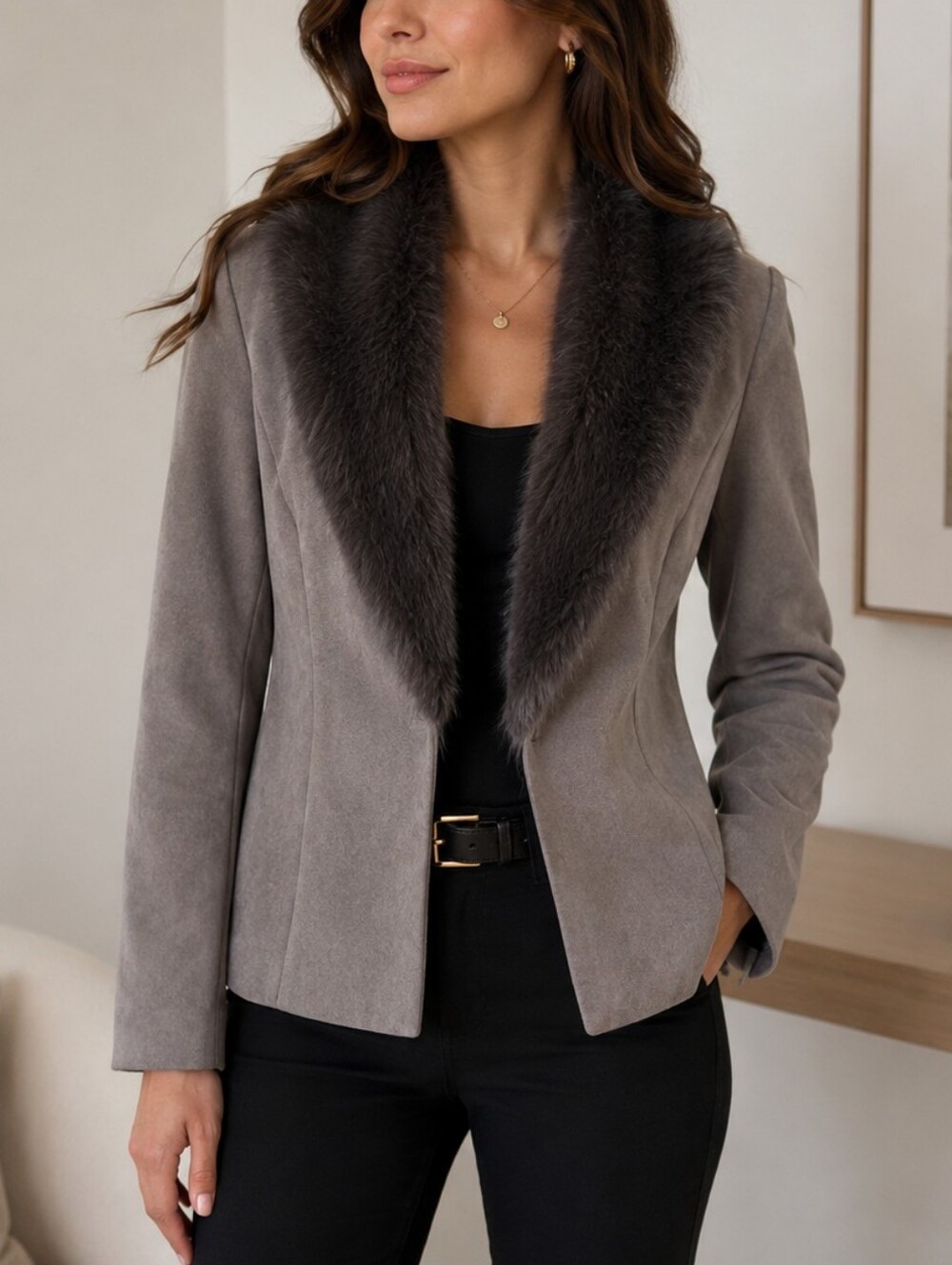 Banana Republic Faux Fur Collar Jacket - Size 0 Petite